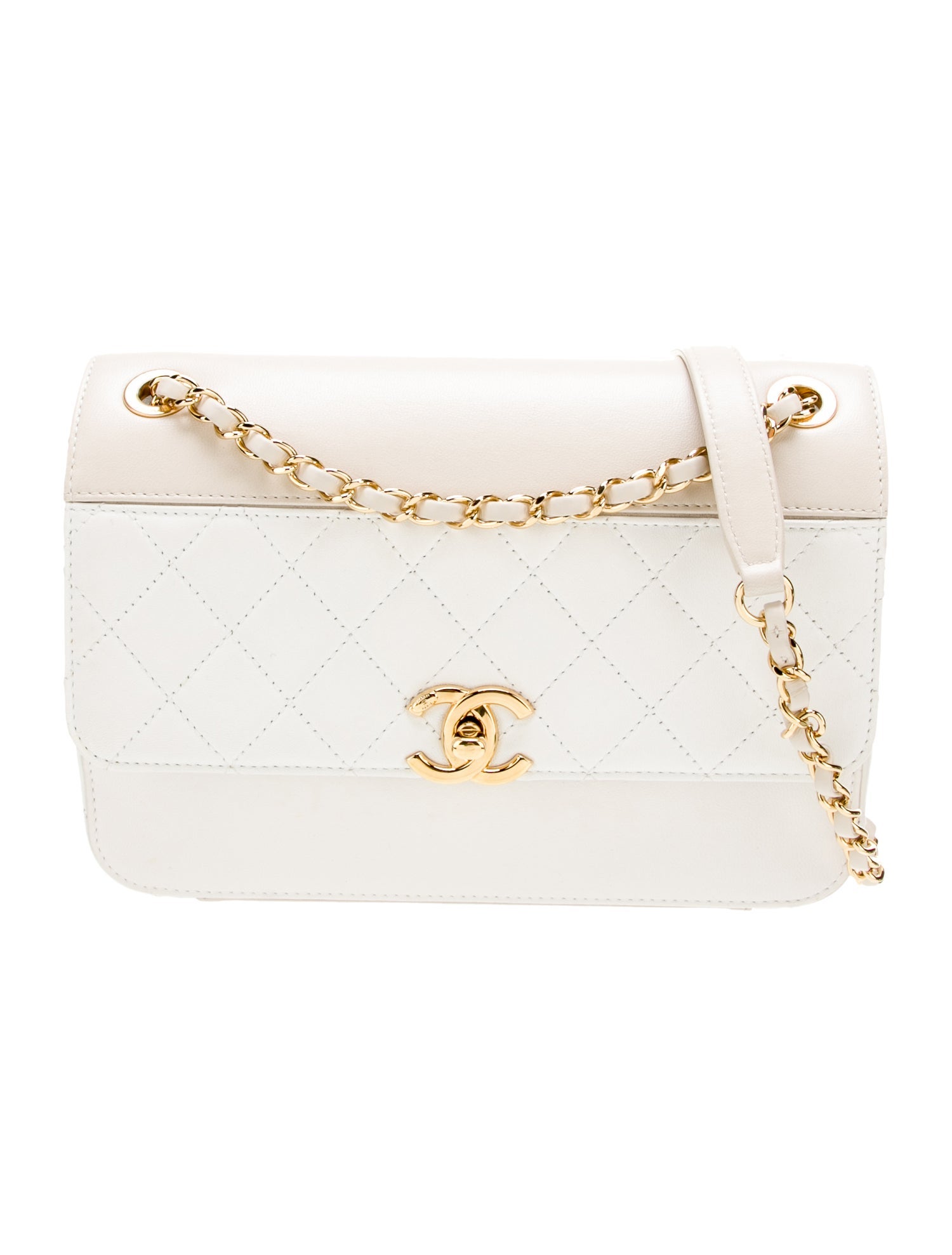 Chanel Quilted CC Flap Bag White Crossbody Bags, Handbags