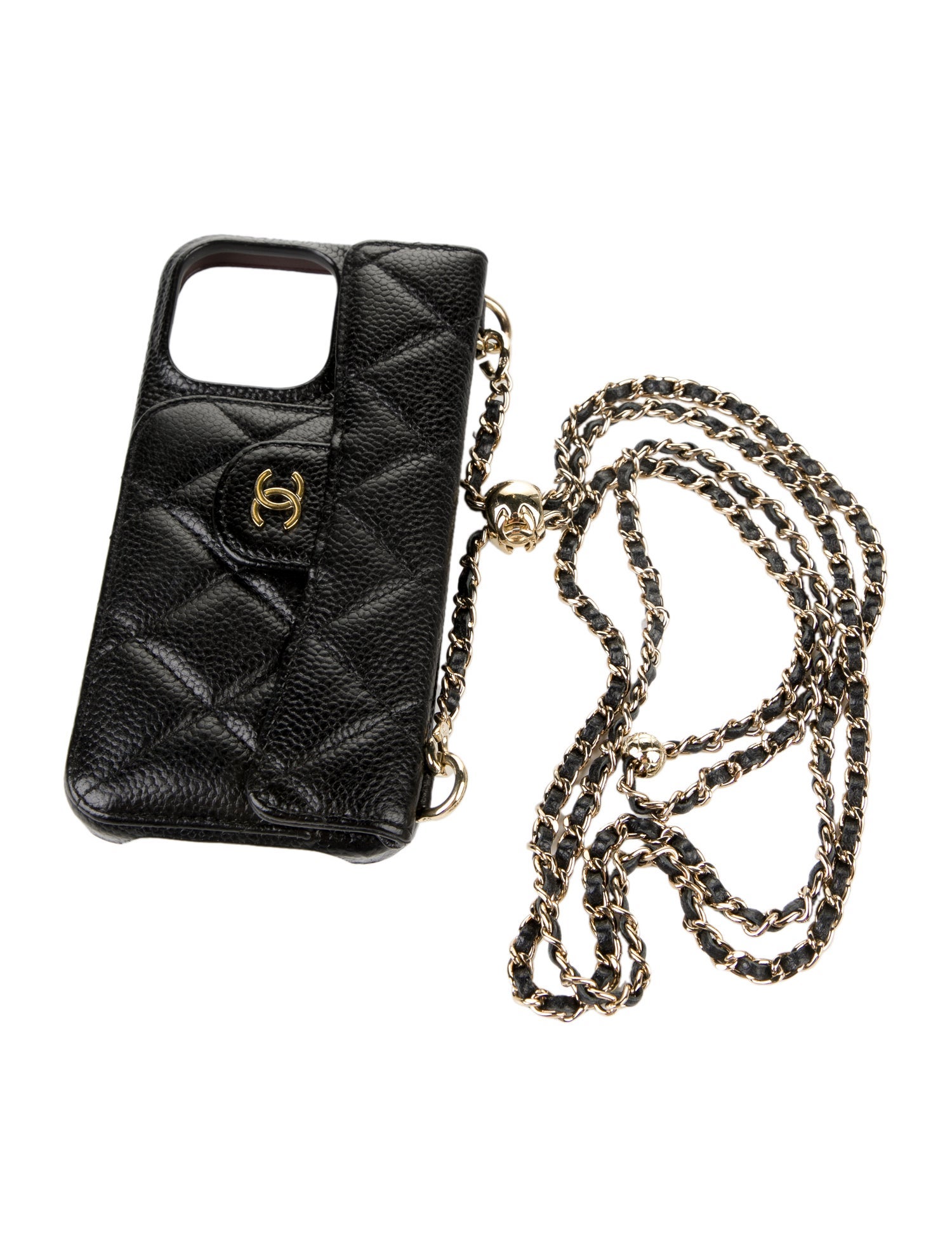 【CHANEL】iPhone 16 Pro/Pro Max ケース Chanel Phone 16 Pro Max Holder w/ Chain - Black Technology