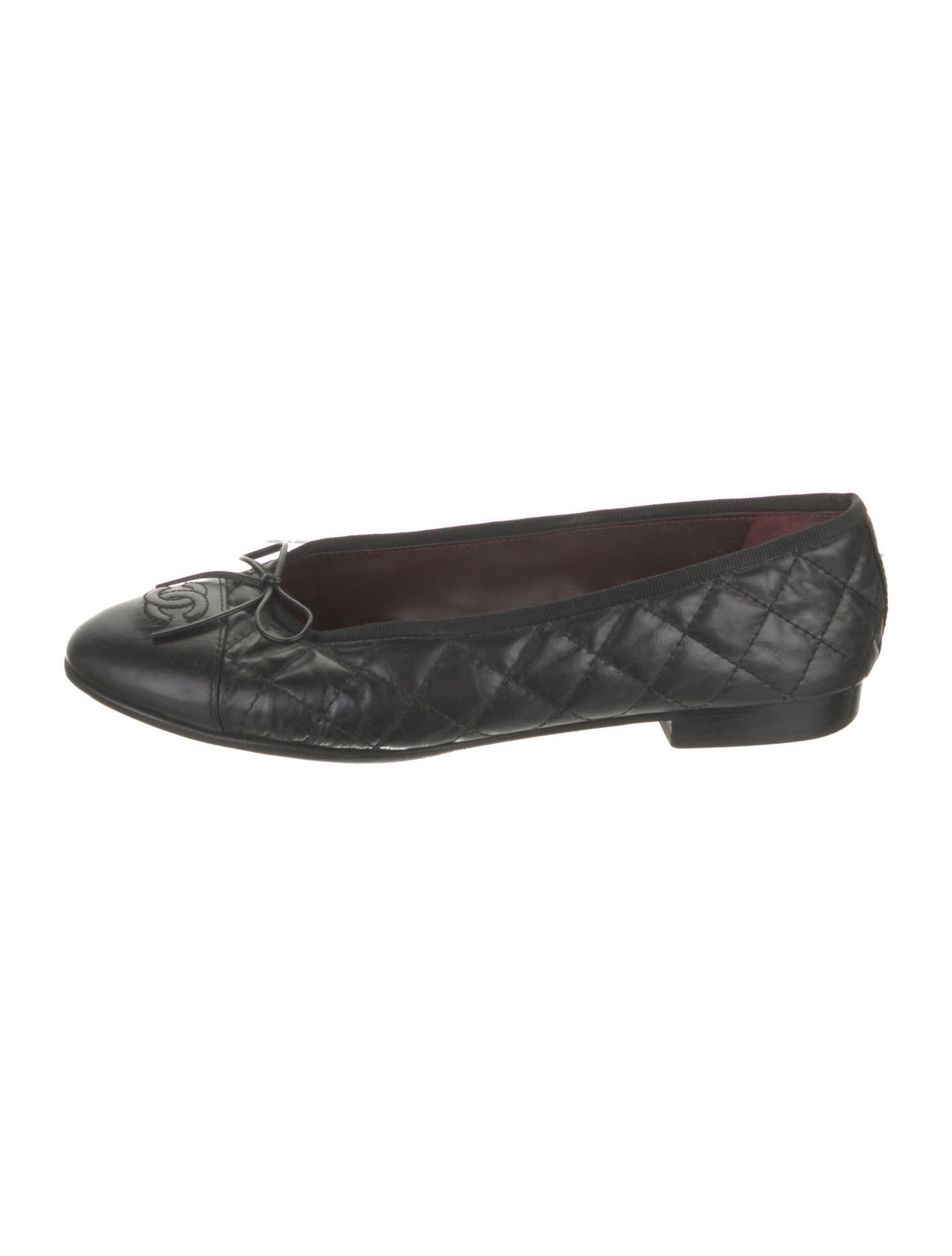 Chanel Interlocking CC Logo Leather Ballet Flats Black Flats, Shoes