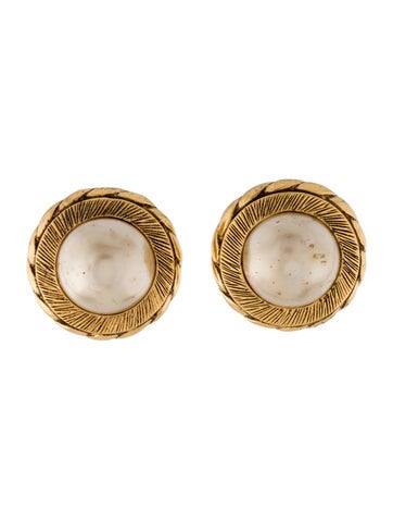 Chanel Clip-On Faux Pearl Earrings