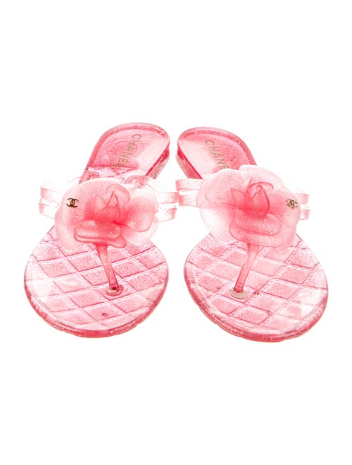 Chanel Interlocking CC Logo Rubber Flip Flops