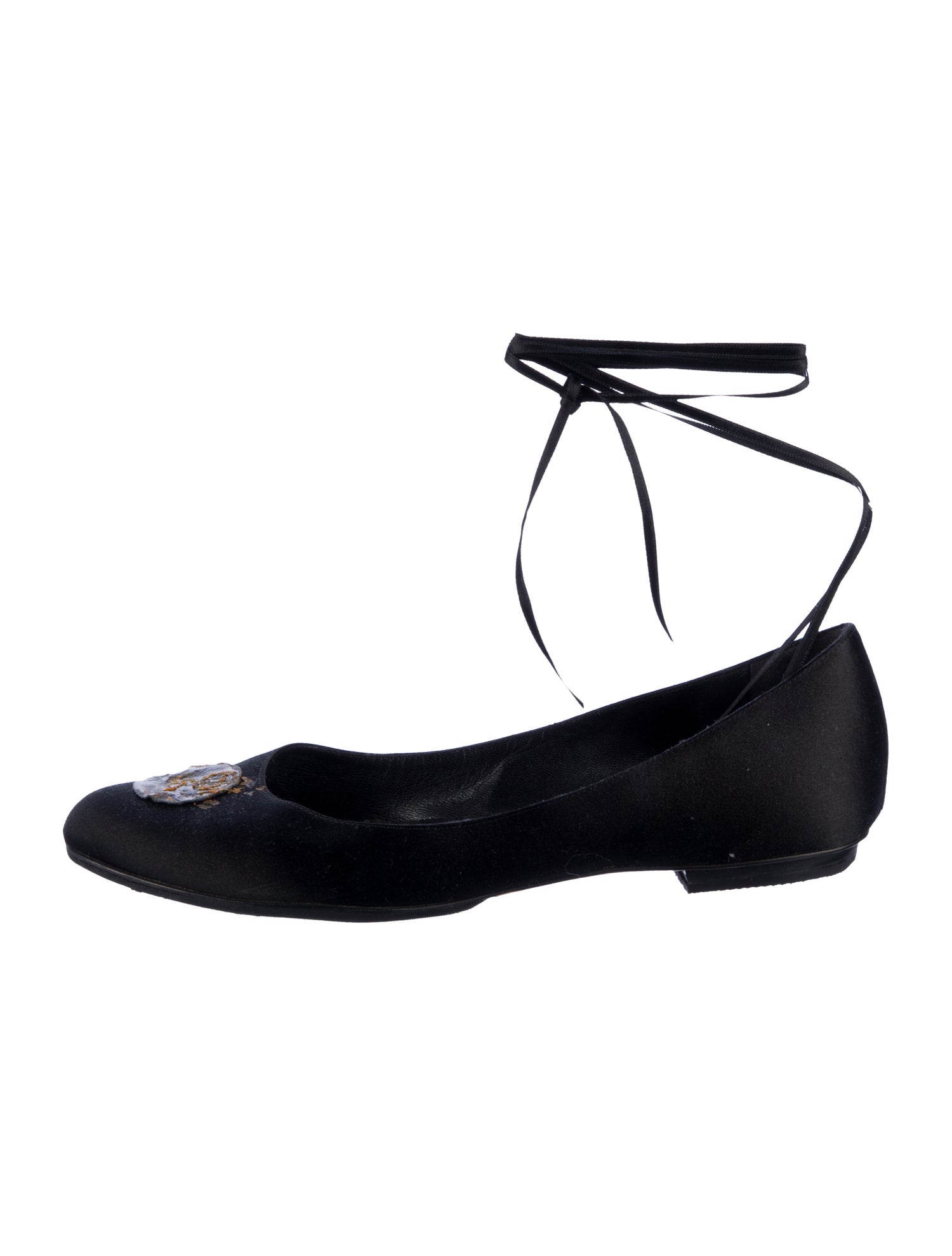 Chanel Camellia Accent Satin Ballet Flats