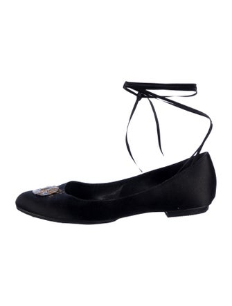 Chanel Camellia Accent Satin Ballet Flats