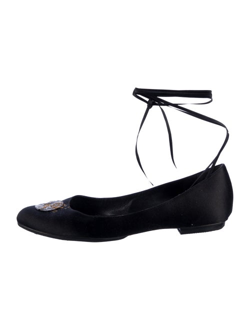 Chanel Camellia Accent Satin Ballet Flats