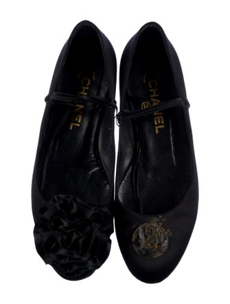 Chanel Camellia Accent Satin Ballet Flats