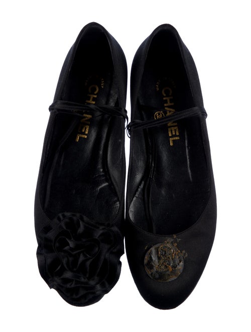 Chanel Camellia Accent Satin Ballet Flats