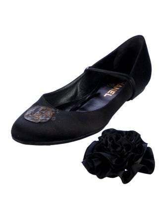 Chanel Camellia Accent Satin Ballet Flats