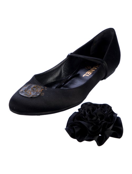 Chanel Camellia Accent Satin Ballet Flats