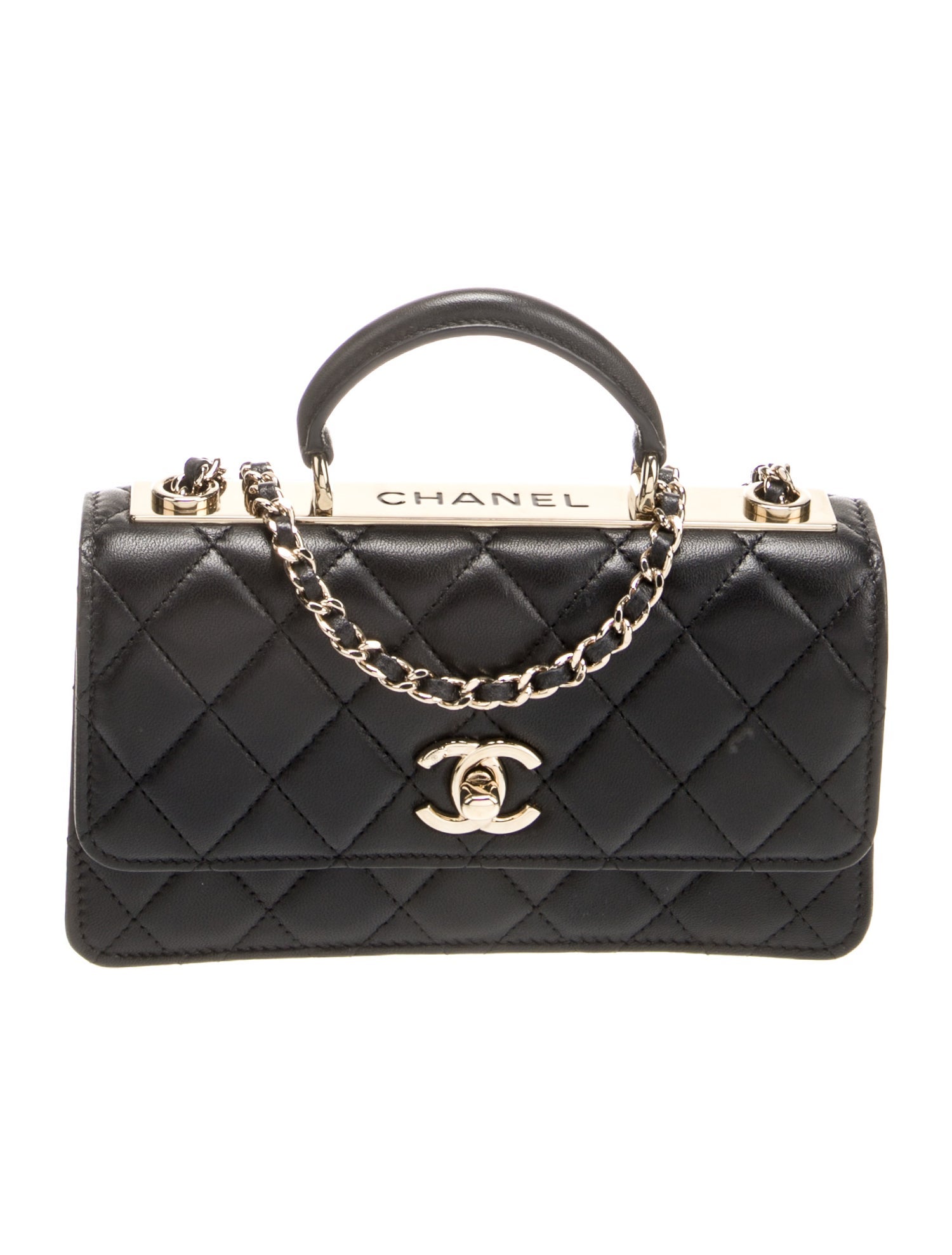 Chanel 2024 Trendy CC Handle Wallet On Chain - Black Crossbody