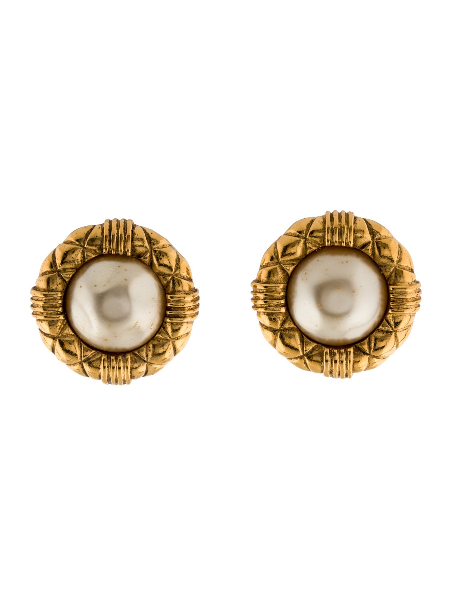 Chanel Vintage Faux Pearl Clip-On Earrings