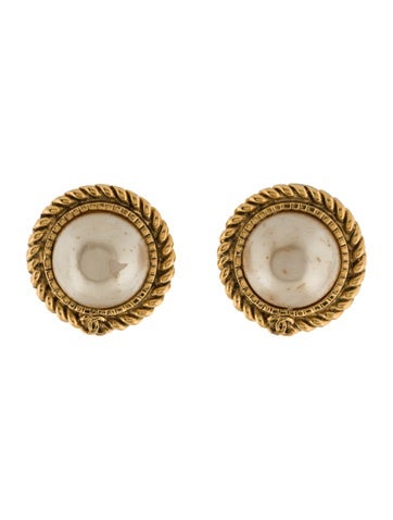 Chanel Clip-On Vintage Faux Pearl Earrings