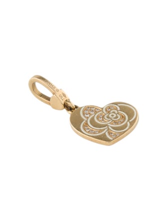 Chanel 18K Diamond & Enamel Camellia Charm