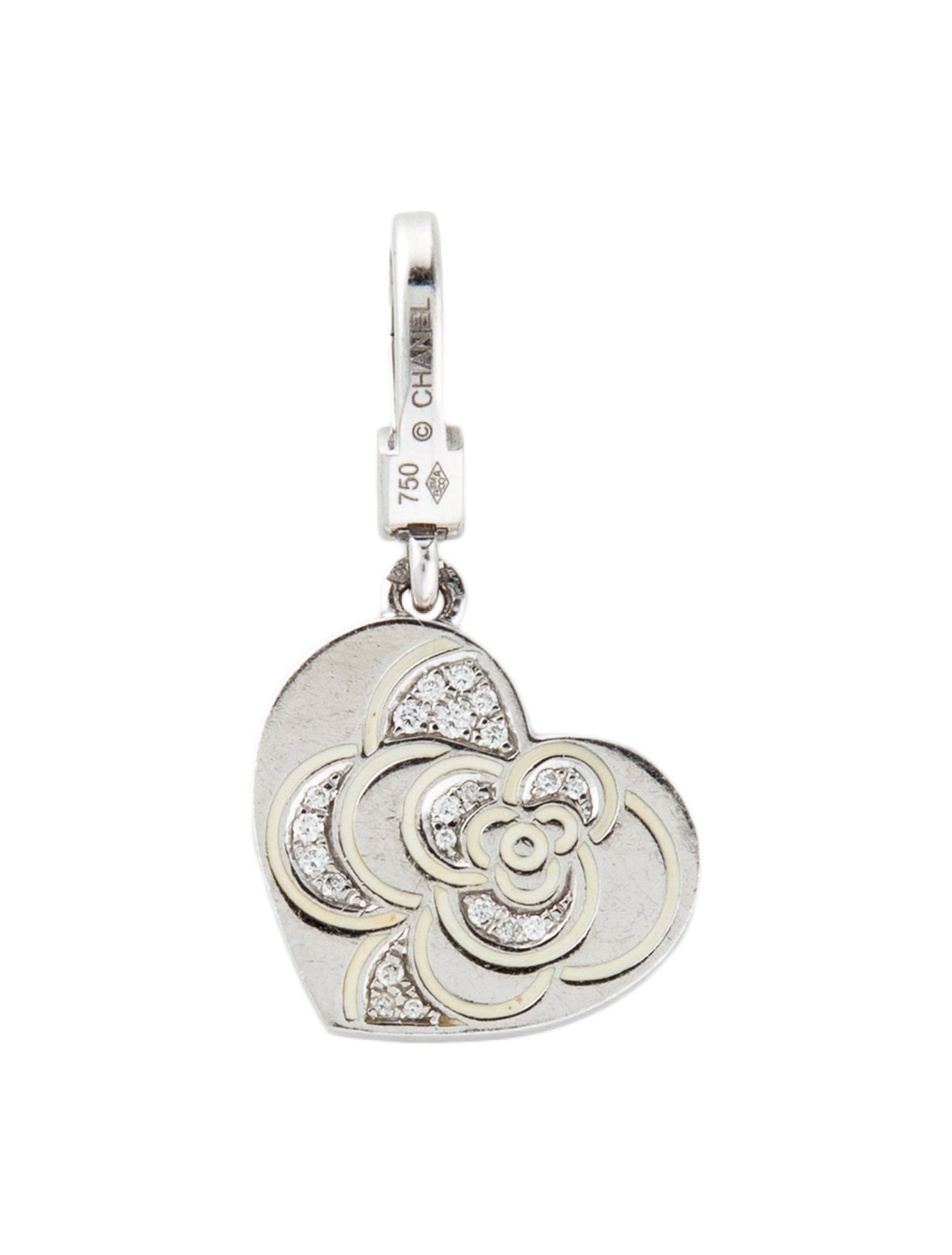 Chanel 18K Diamond & Enamel Camellia Charm