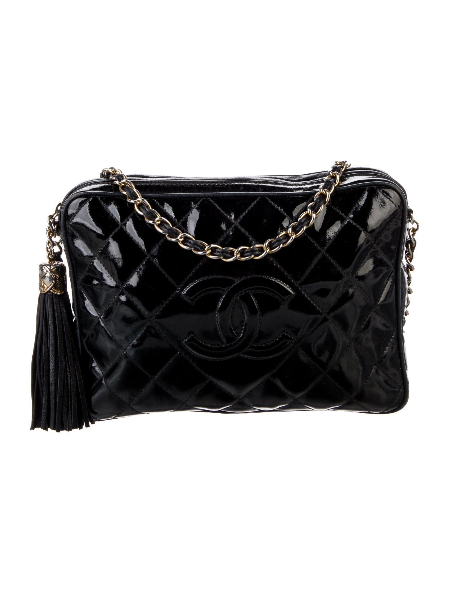 Chanel Patent CC Diamond Camera Bag