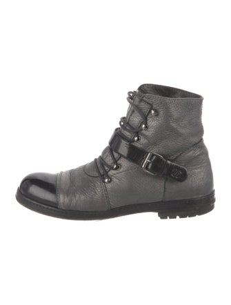 Chanel Interlocking CC Logo Calfskin Combat Boots
