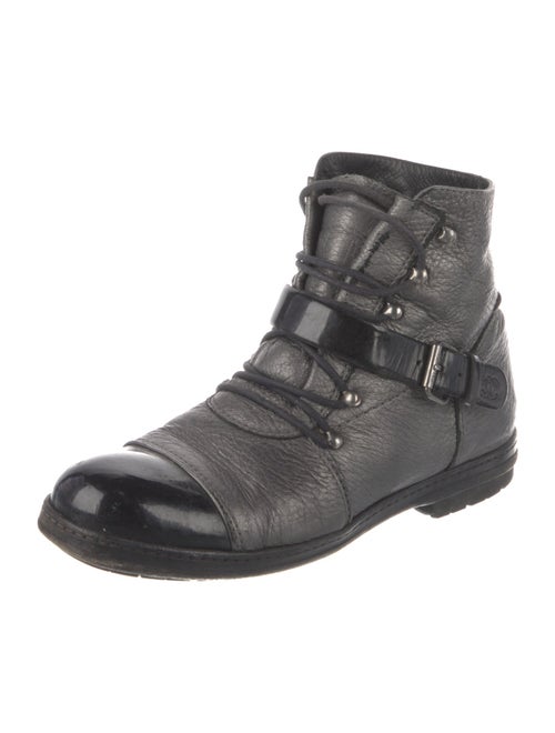 Chanel Interlocking CC Logo Calfskin Combat Boots