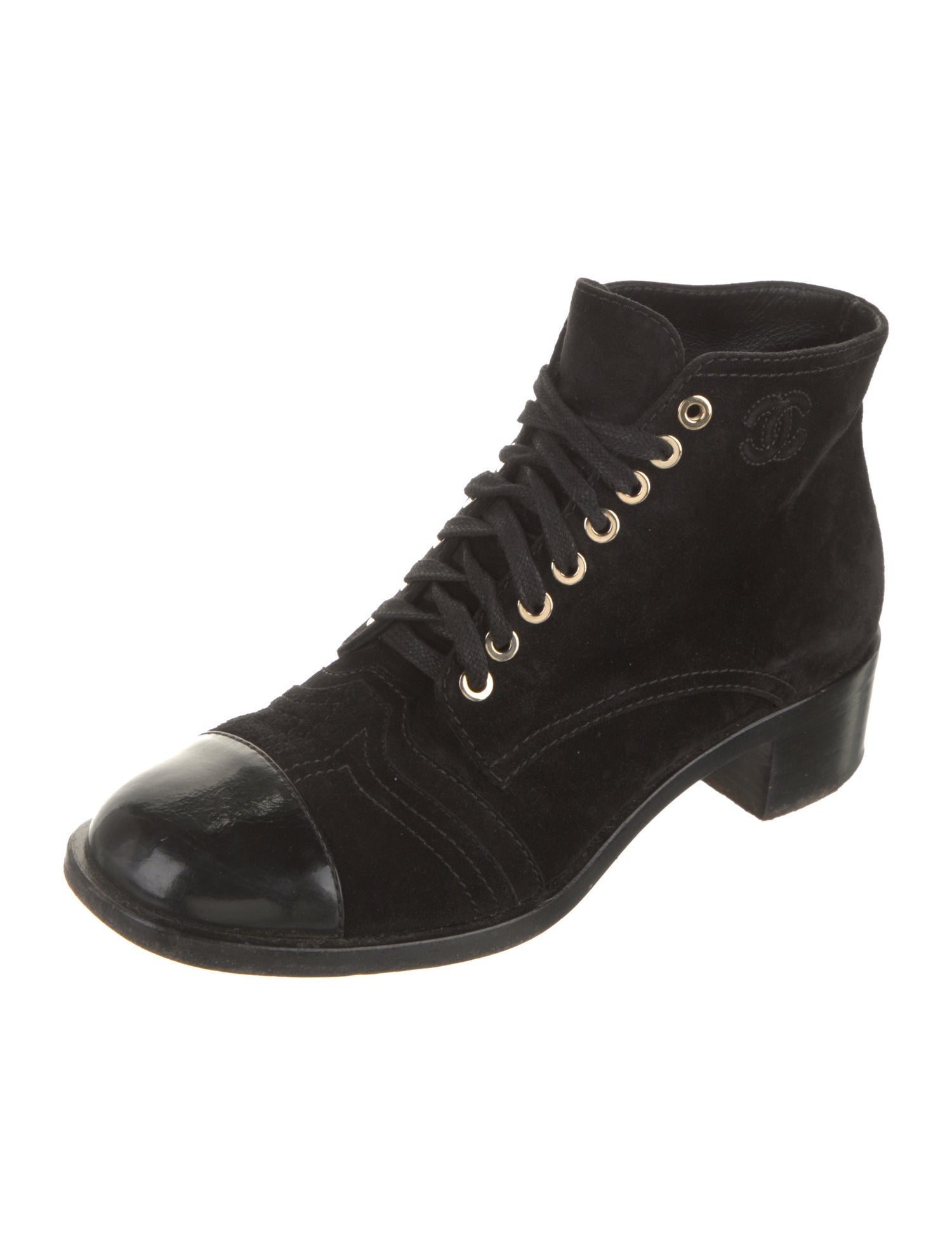 Chanel 2018 Interlocking CC Logo Lace-Up Boots