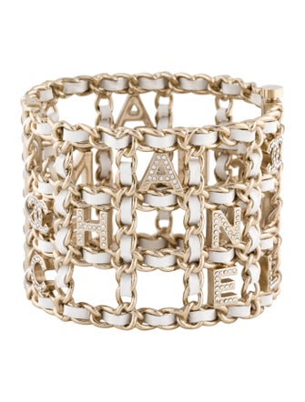 Chanel 2019 Leather & Strass 'CHANEL' Bracelet