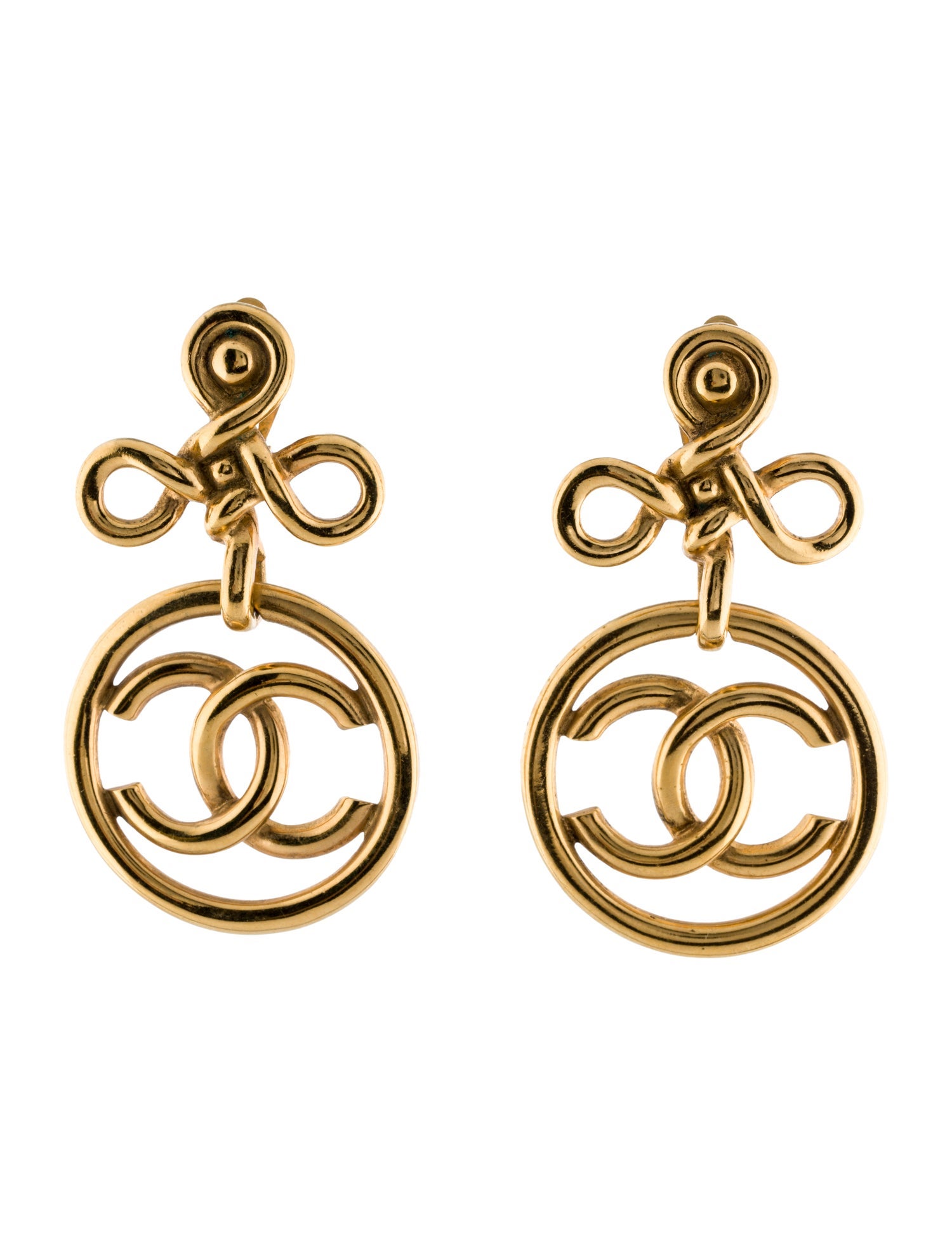 Chanel Vintage CC Logo Clip-On Drop Earrings