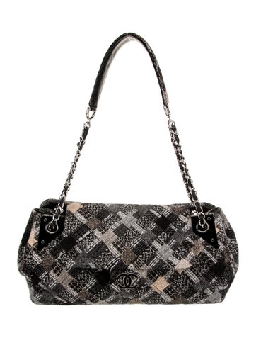 Chanel Shoulder Bags Patchwork Tweed Accordion Bag
