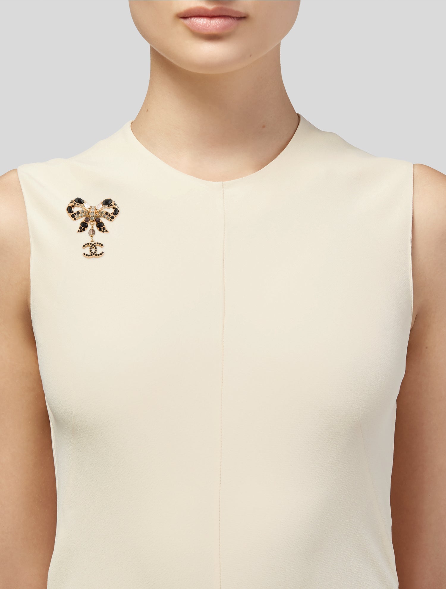 Chanel Strass, Resin, & Gripoix Encrusted Bow Brooch