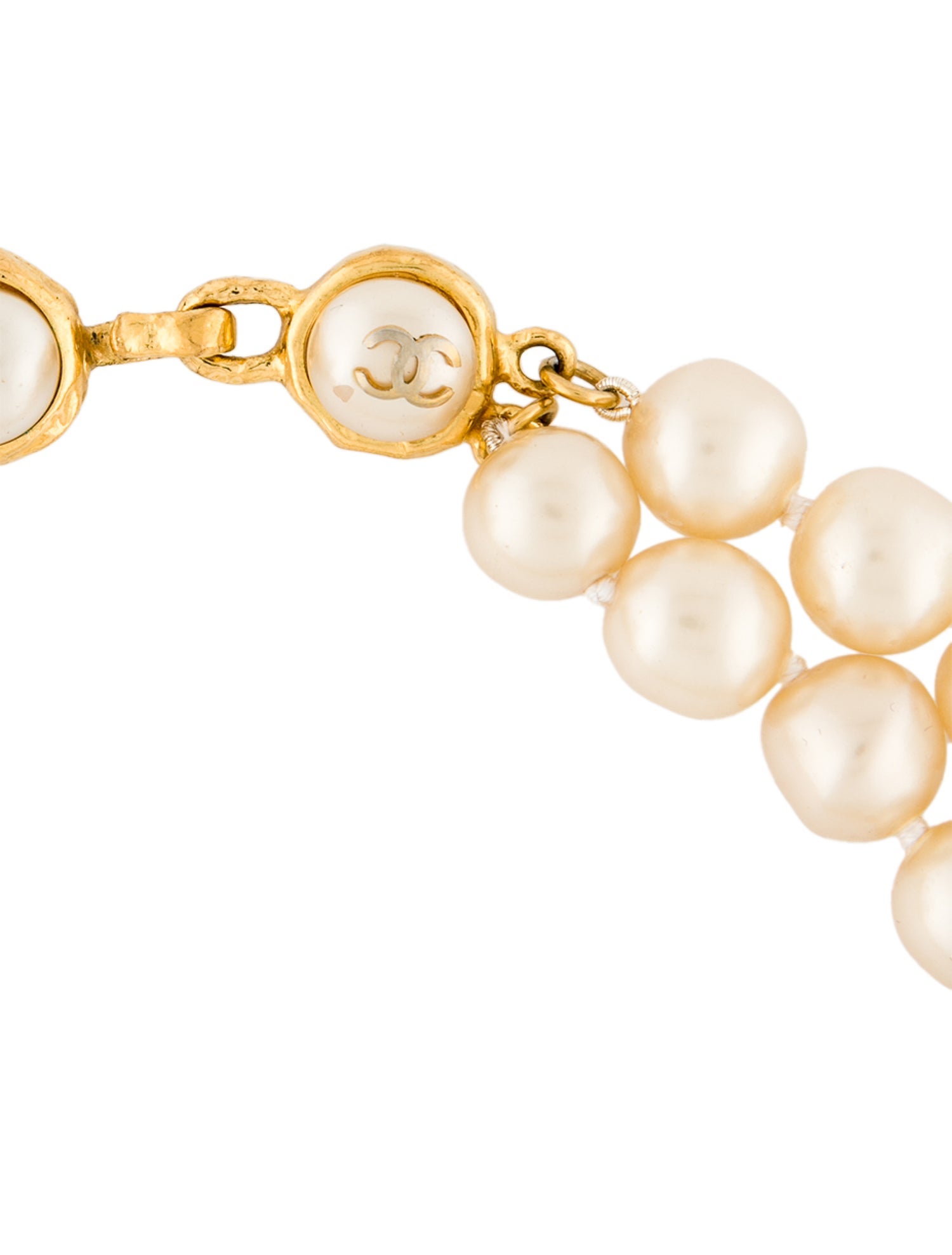 Chanel Vintage Faux Pearl Double Strand Necklace