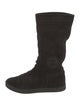 Chanel Interlocking CC Logo Suede Lace-Up Boots
