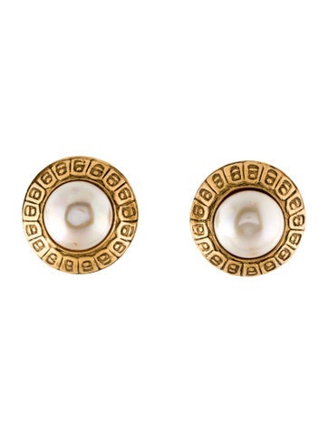 Chanel Clip-On Vintage Faux Pearl Earrings
