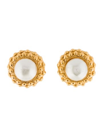 Chanel Clip-On Vintage Faux Pearl Earrings
