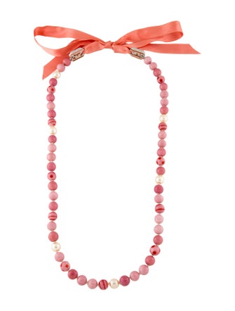 Chanel Faux Pearl & Glass Bead Strand Necklace