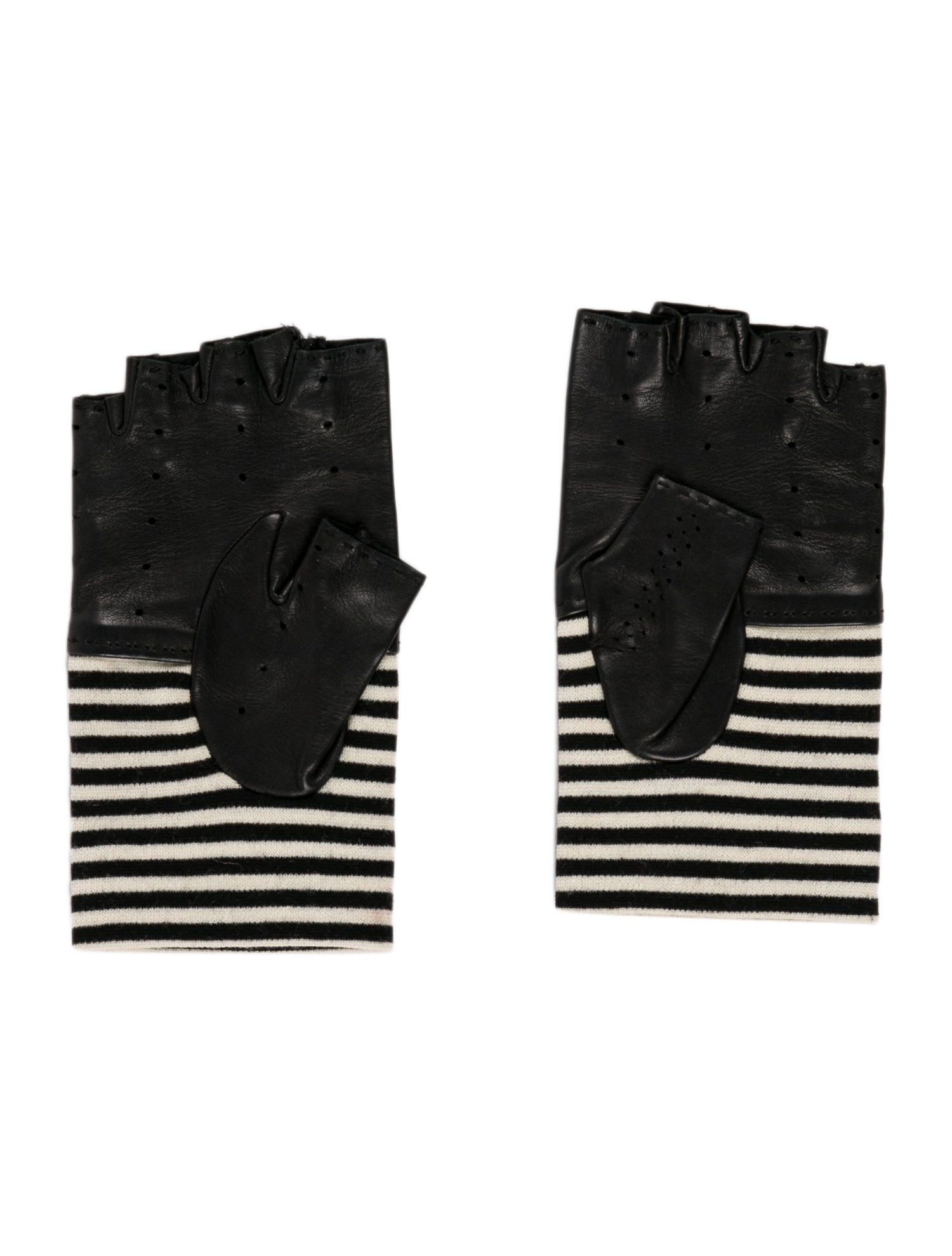 Chanel Striped Fingerless Gloves