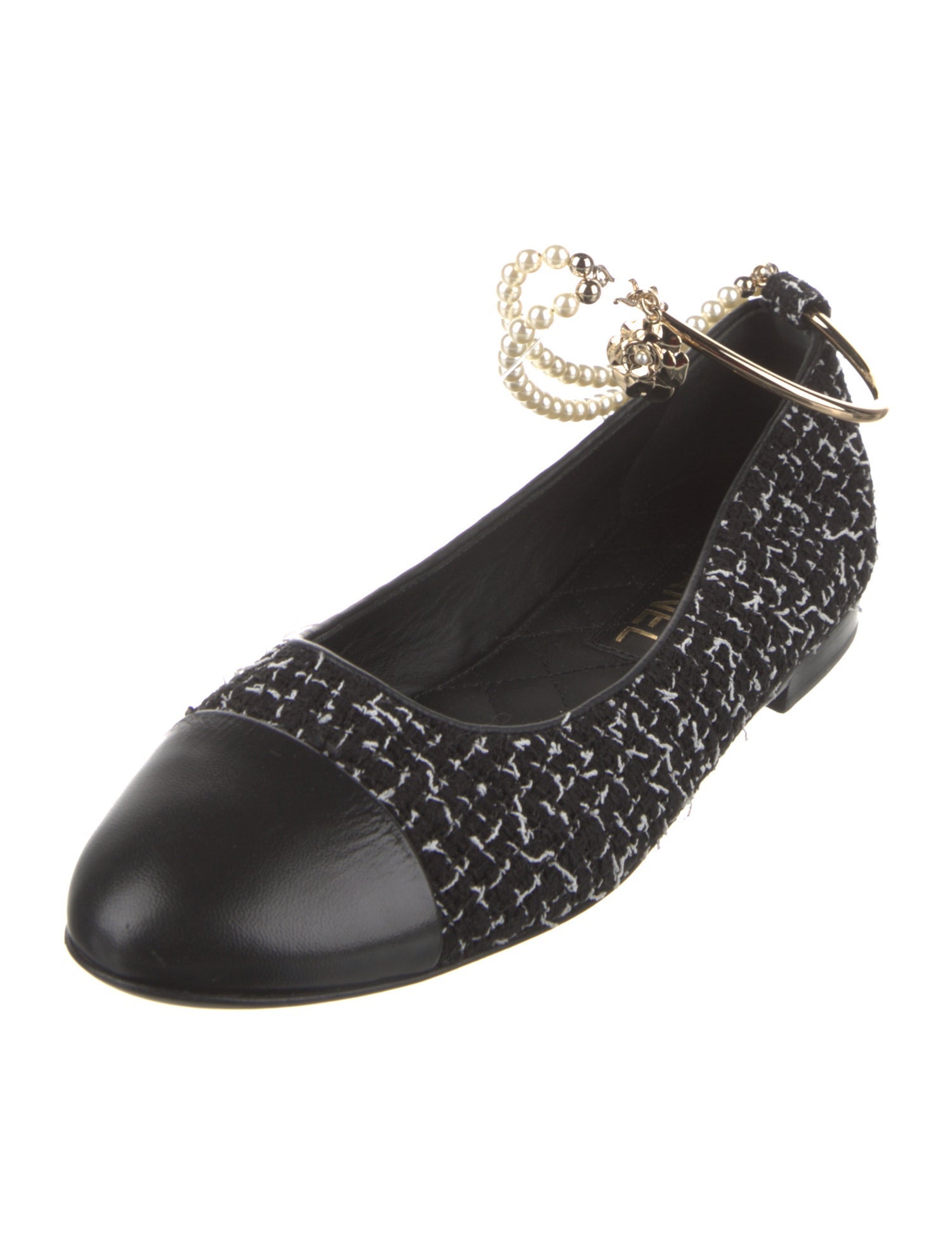 Chanel Interlocking CC Logo Tweed Ballet Flats