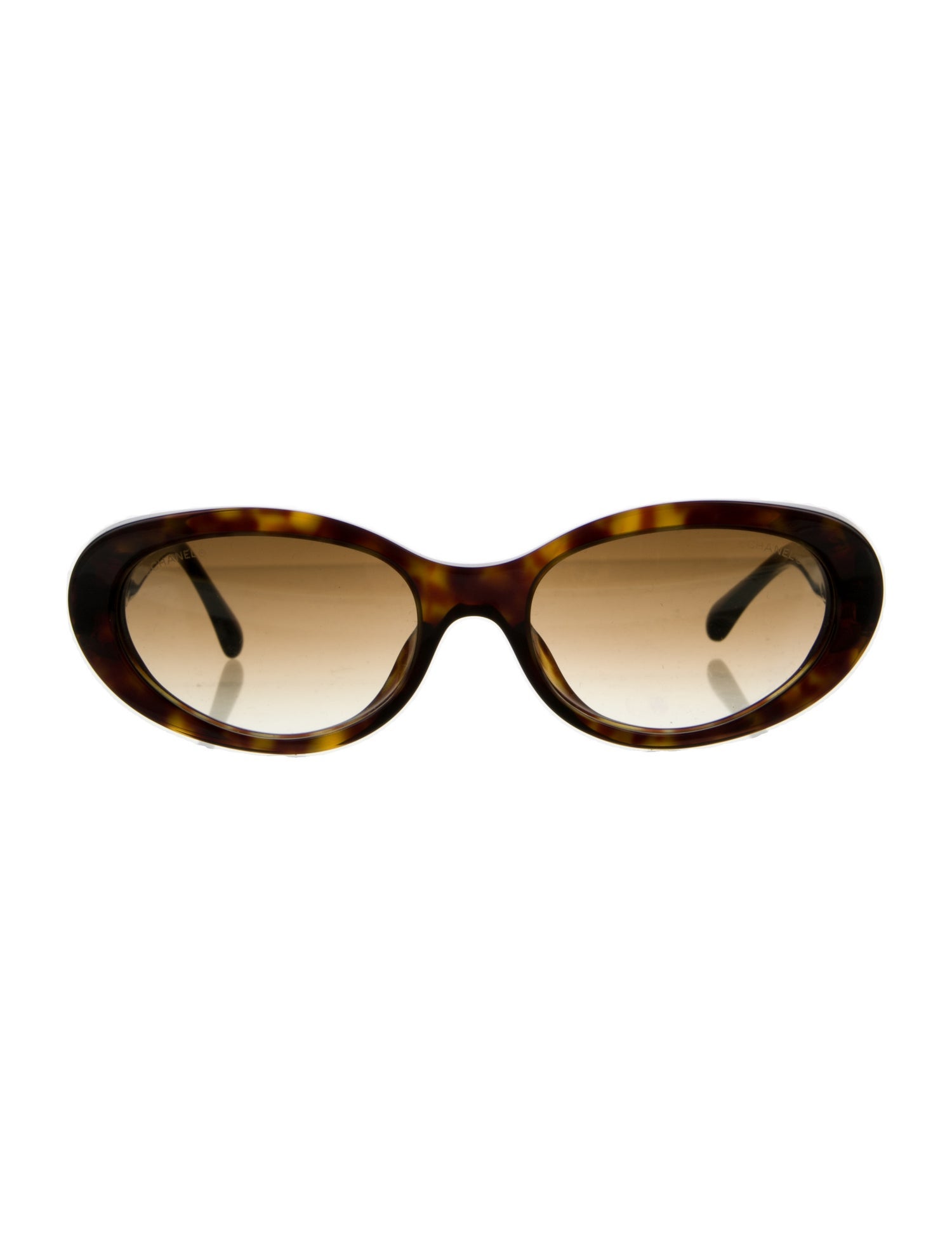 Chanel Oval Interlocking CC Logo Sunglasses - Brown