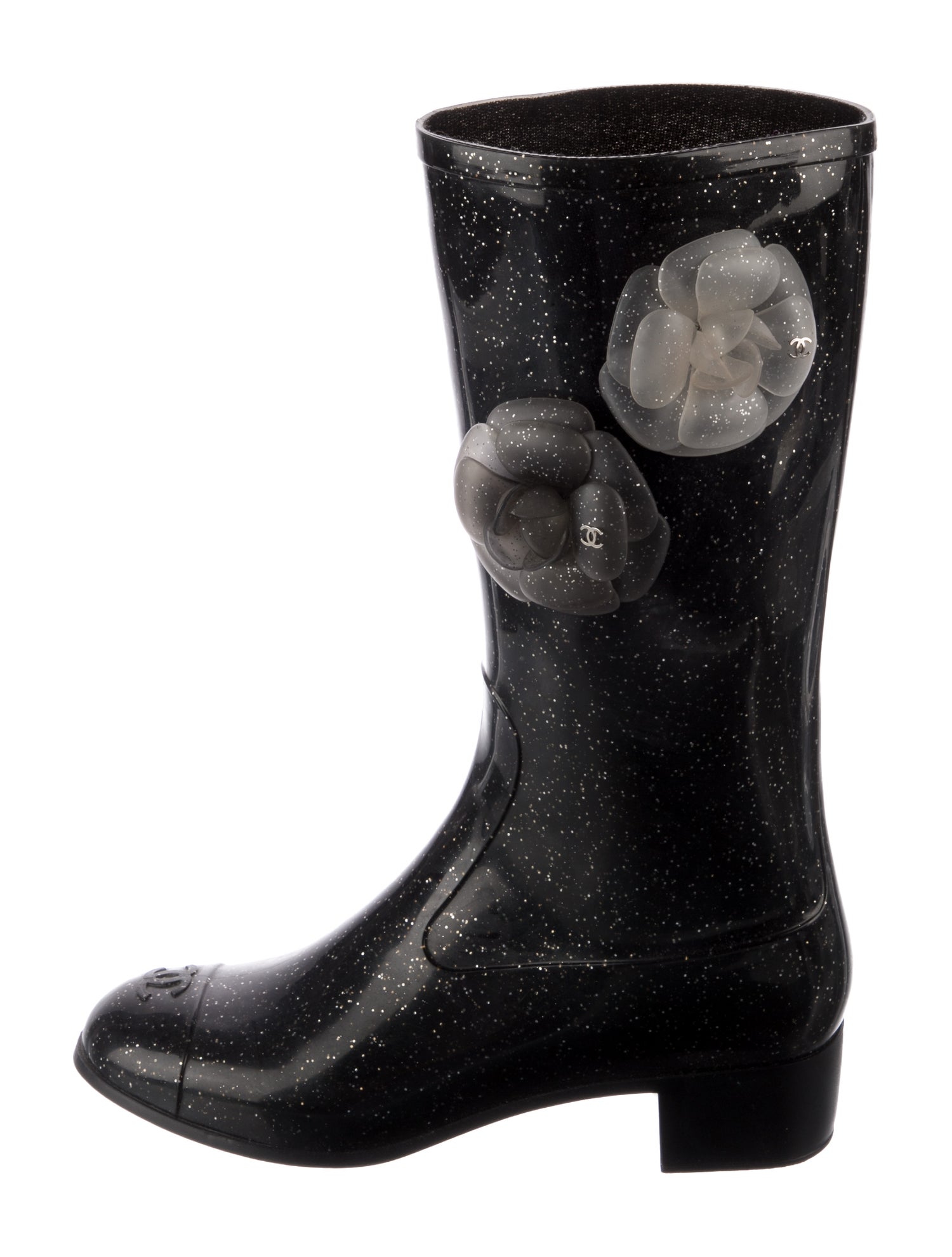 Chanel Interlocking CC Logo Rubber Rain Boots
