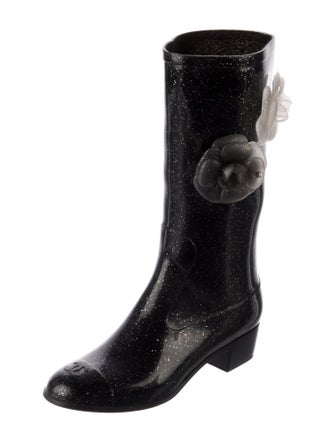 Chanel Interlocking CC Logo Rubber Rain Boots