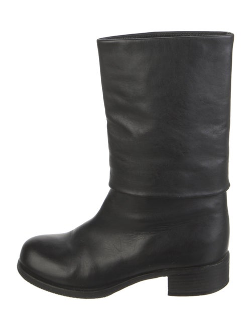 Chanel Interlocking CC Logo Leather Moto Boots