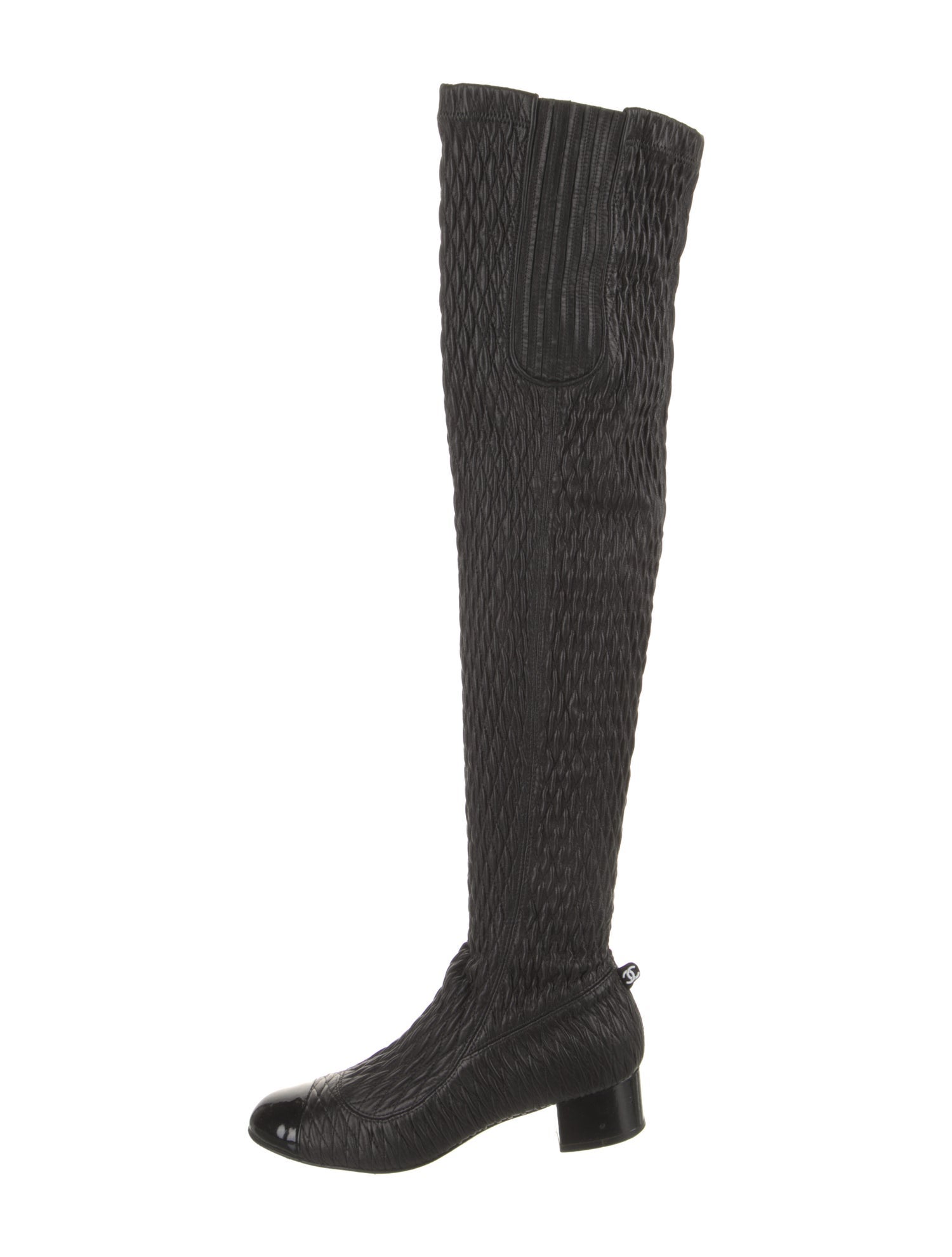 Chanel Interlocking CC Logo Leather Sock Boots