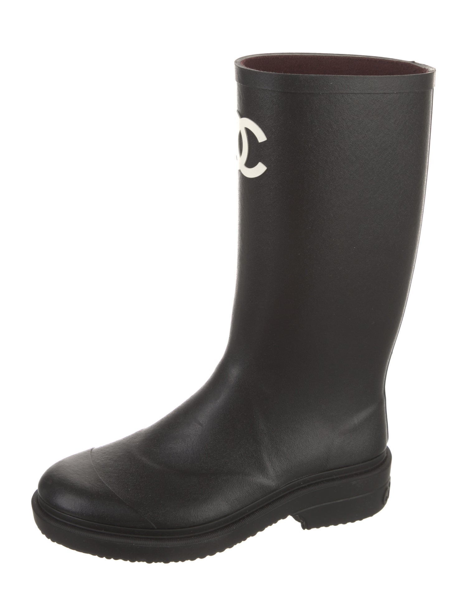 Chanel Interlocking CC Logo Rubber Rain Boots