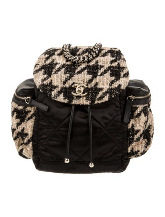 Chanel CC Tweed Quilted Backpack