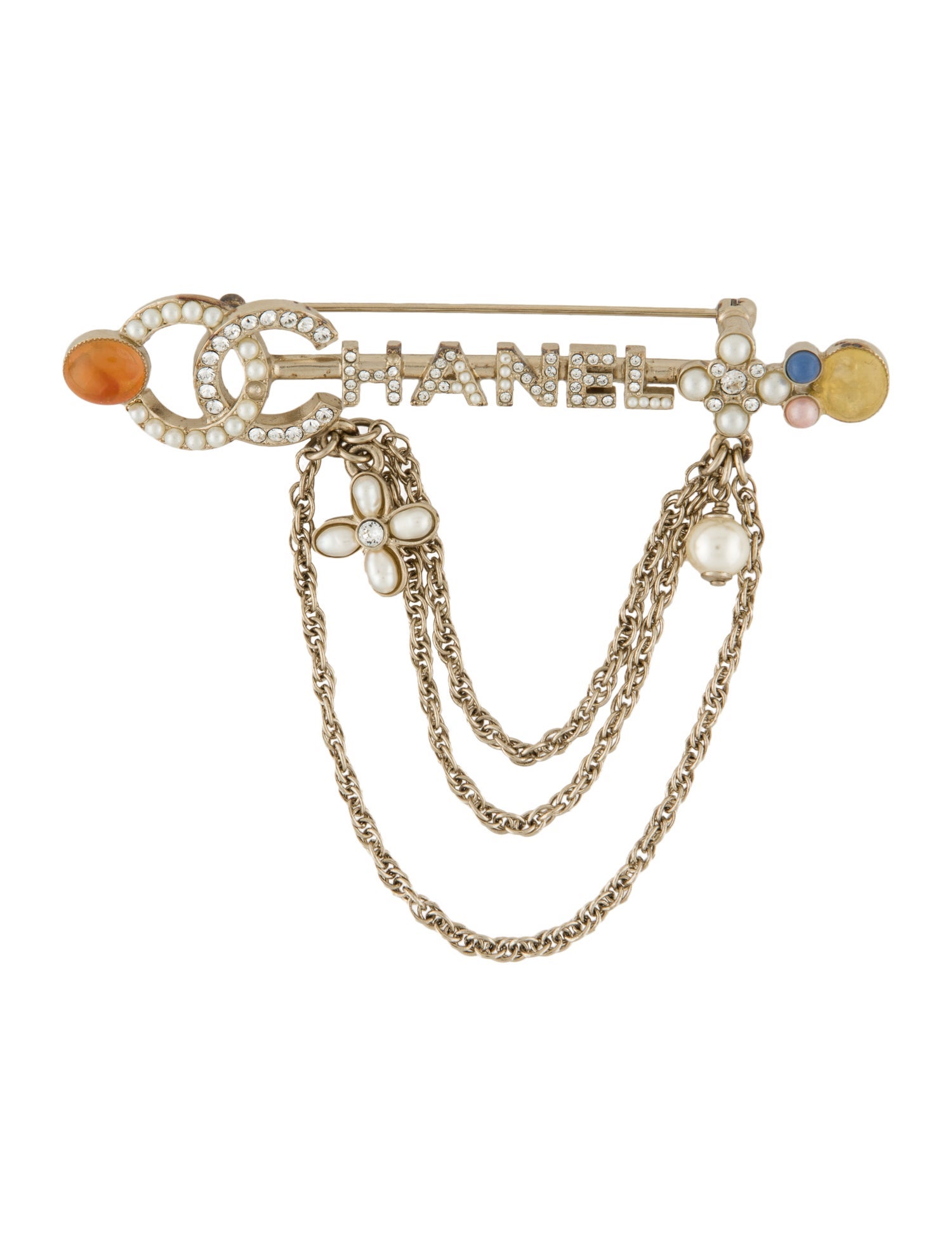 Chanel Faux Pearl, Pearl, Resin & Strass CC Brooch