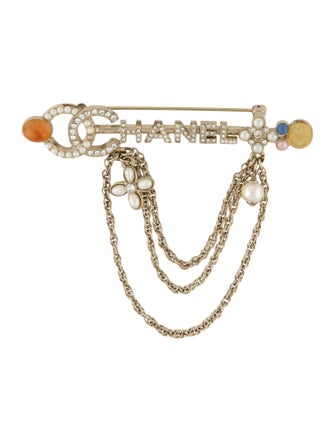 Chanel Faux Pearl, Pearl, Resin & Strass CC Brooch