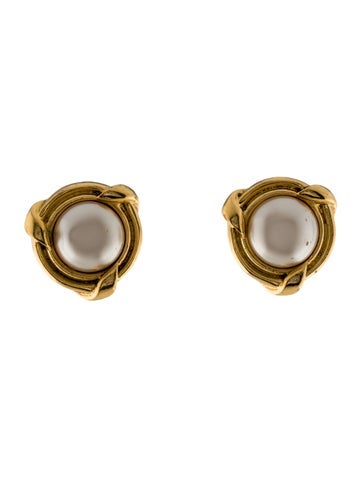 Chanel Clip-On Vintage Faux Pearl Earrings