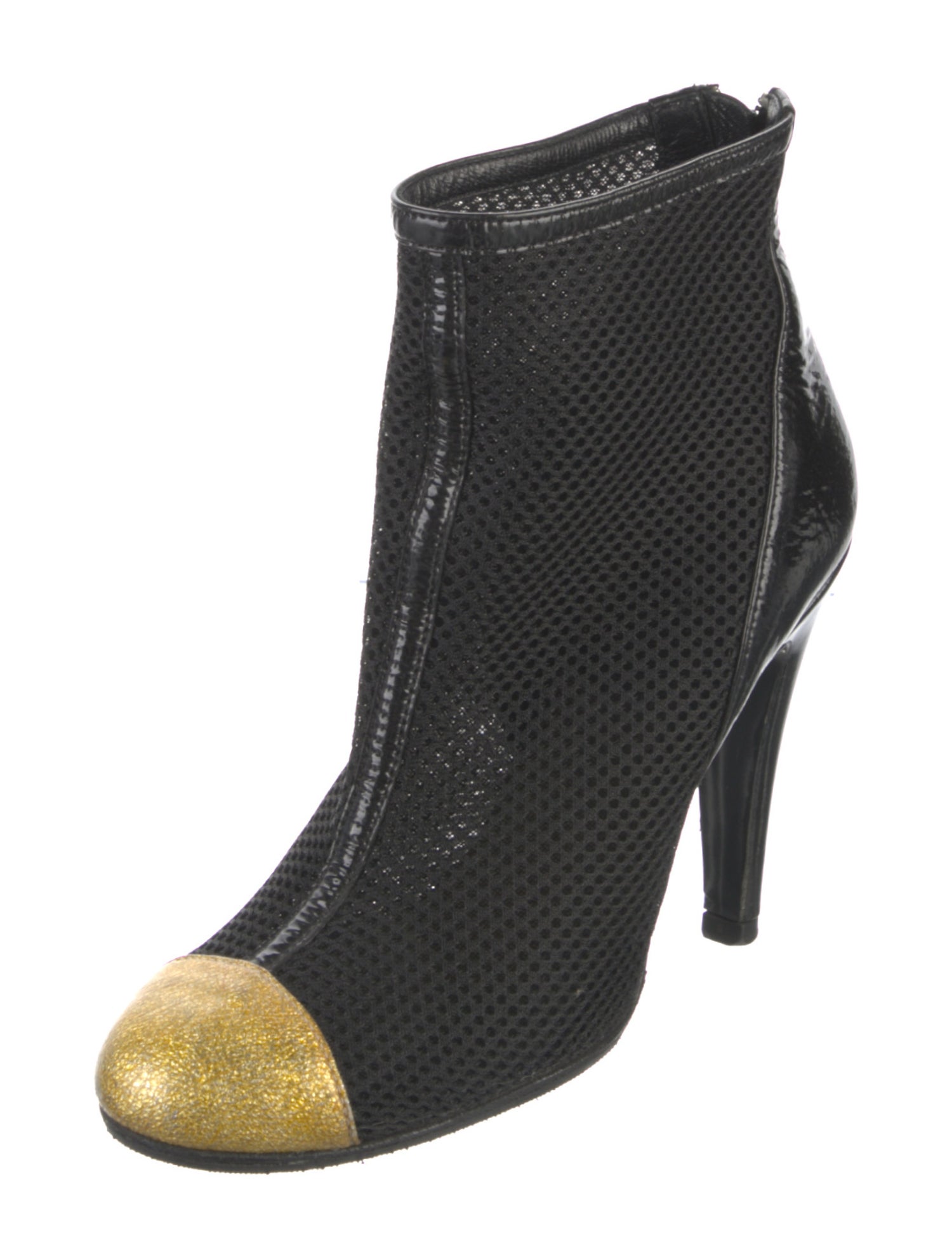 Chanel Interlocking CC Logo Leather Trim Embellishment Boots