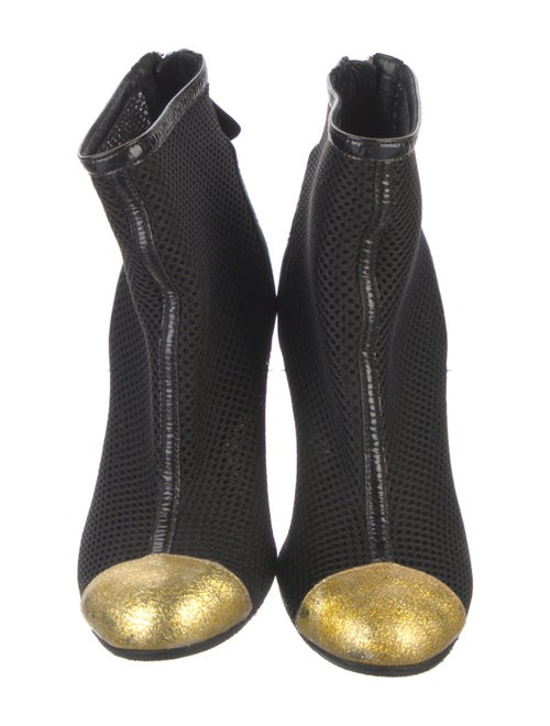 Chanel Interlocking CC Logo Leather Trim Embellishment Boots