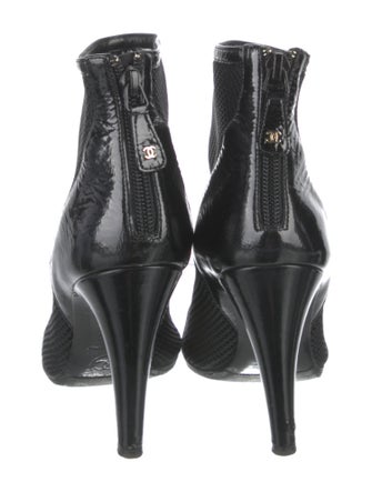 Chanel Interlocking CC Logo Leather Trim Embellishment Boots