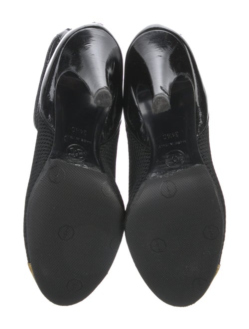 Chanel Interlocking CC Logo Leather Trim Embellishment Boots