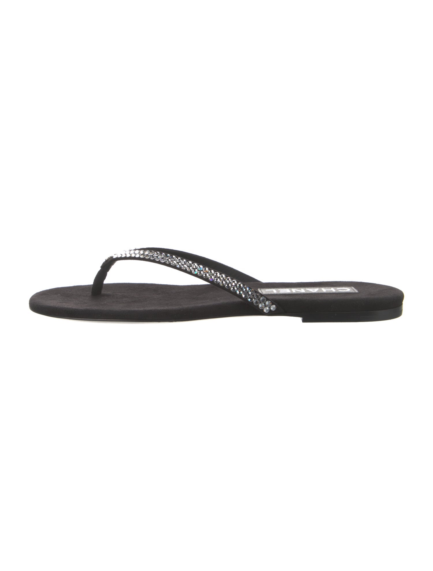 Chanel 2025 Interlocking CC Logo Flip Flops - Black Sandals