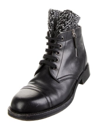 Chanel Interlocking CC Logo Leather Combat Boots