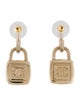 Chanel 2023 Strass CC Padlock Drop Earrings