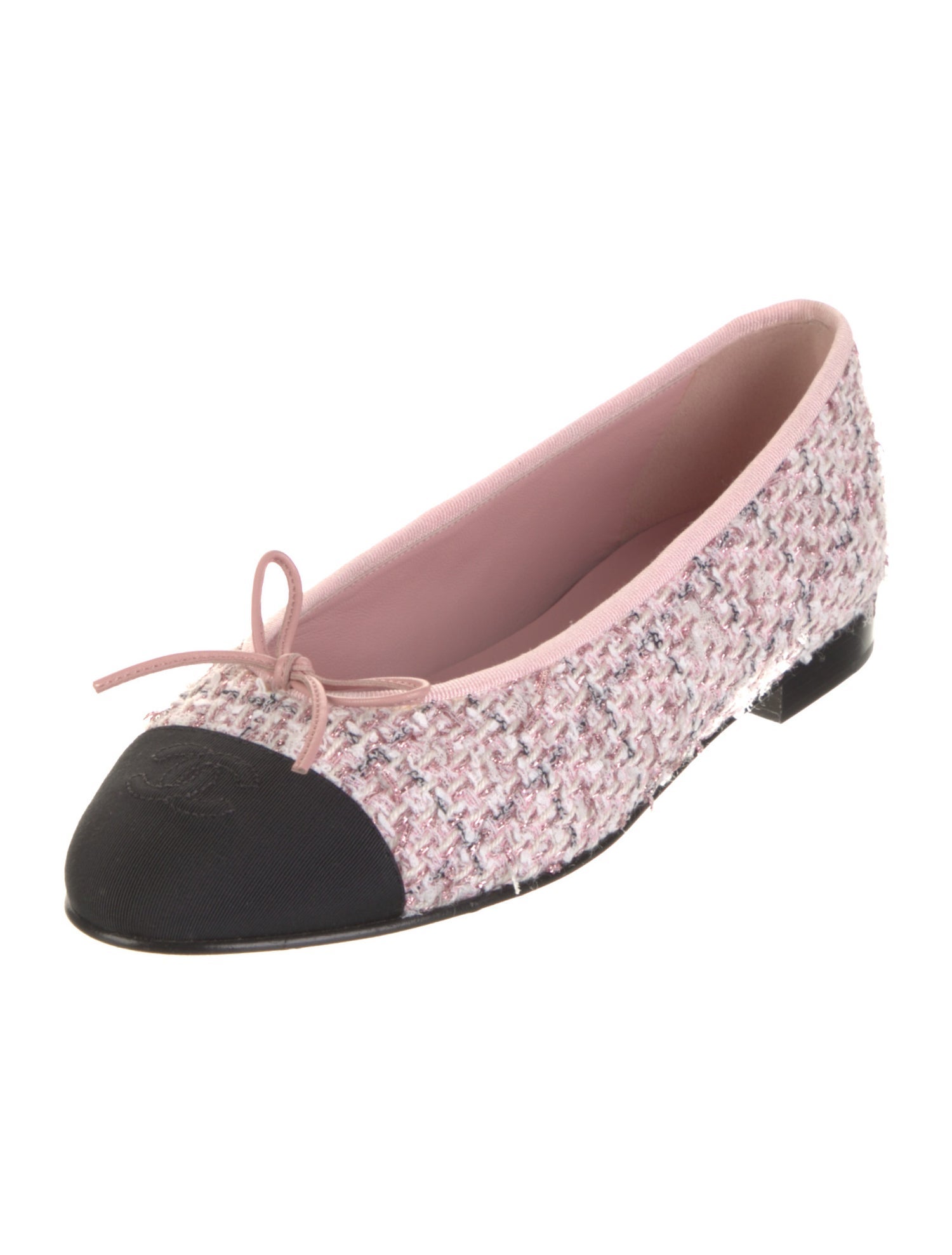 Chanel Interlocking CC Logo Tweed Ballet Flats